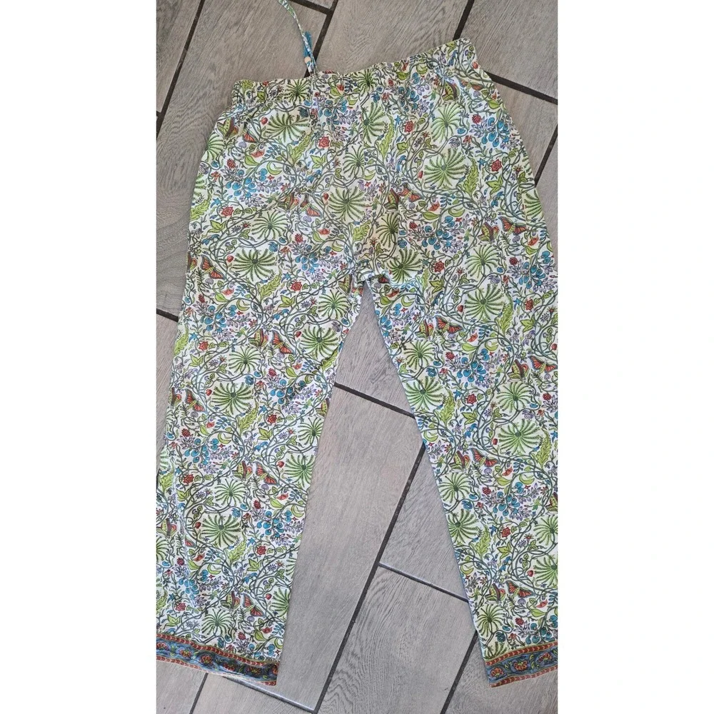 World Market Botanical Butterfly Print Wide Leg Pajama Lounge Pants S/M Multi